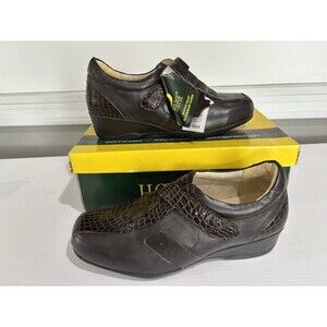 HOOPOE Brown Croco Women’s s Orthopedic Boot Strap Shoes, Size 8.5 Wide , NIB